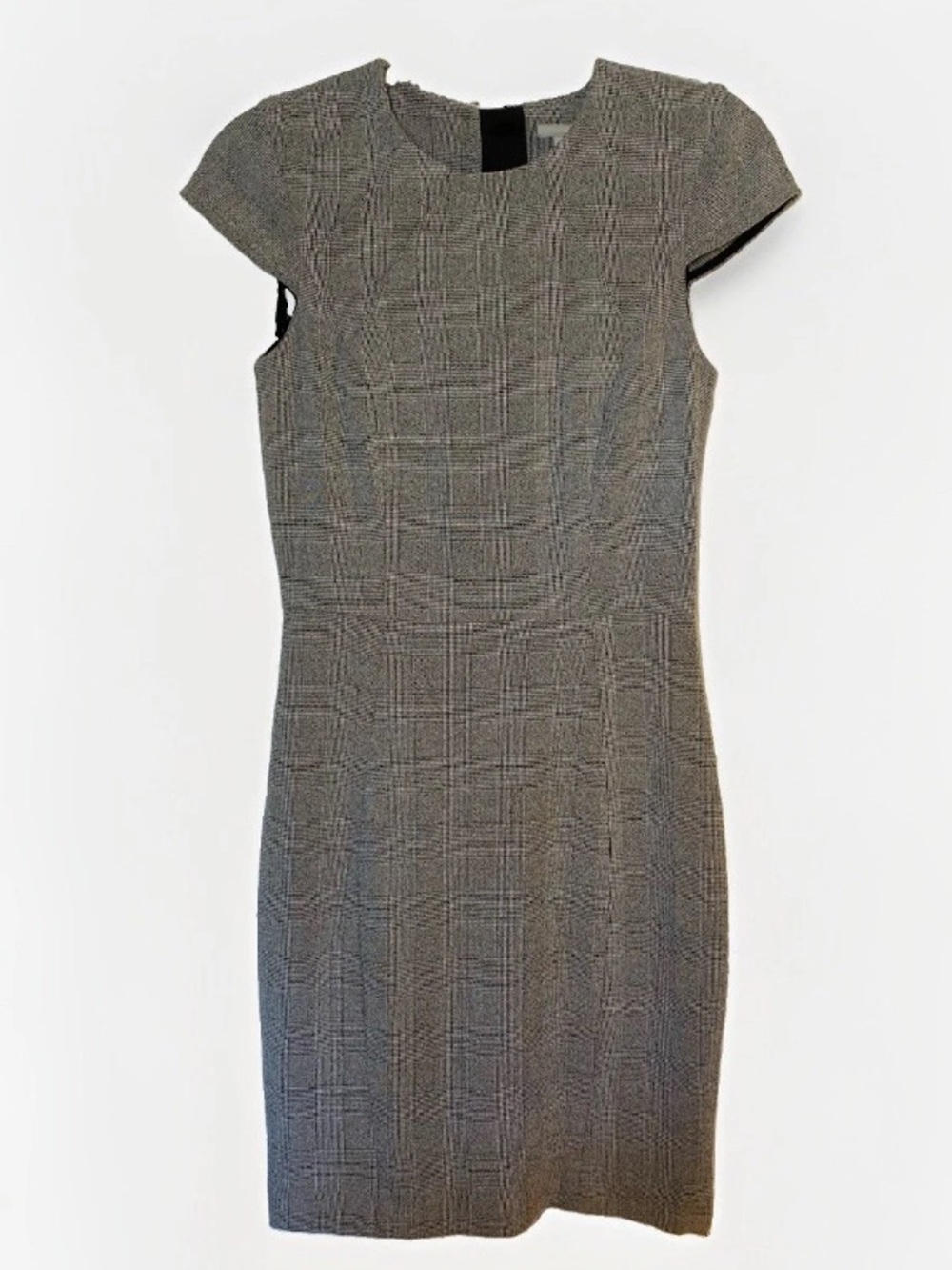 H&M Size 4 Dress Tweed Gray Neutral Plaid Business Office Professional Work Zip